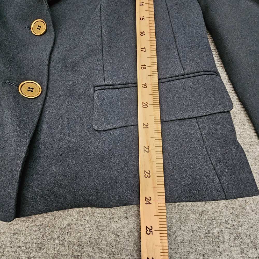 Michael Kors Blazer Womens Crepe Sable Cropped Boyfriend Midnight Gold Buttons 2 - Picture 3 of 10